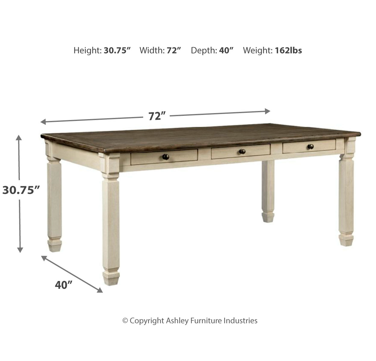 Bolanburg Dining Table and 2 Chairs and 2 Benches