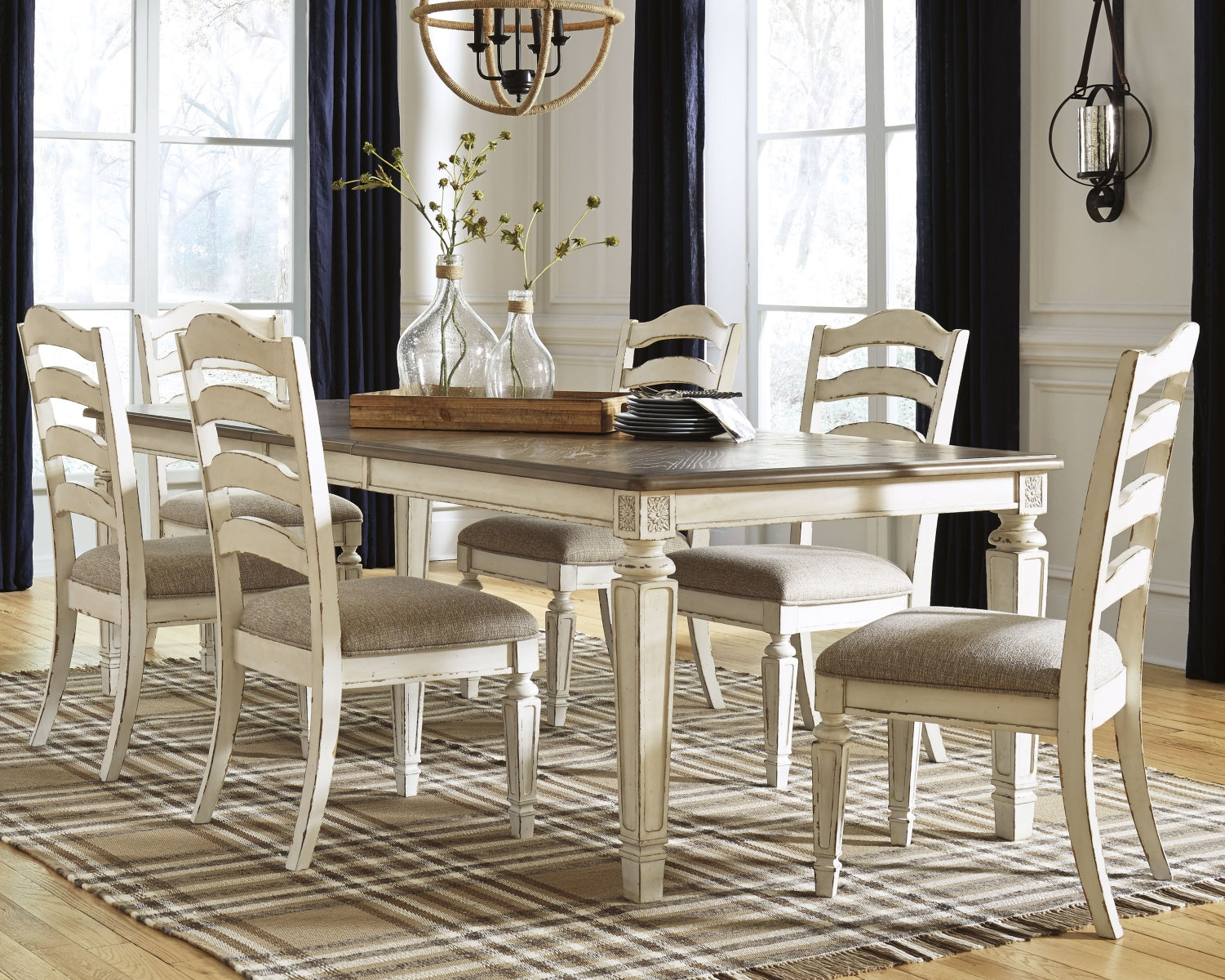 Realyn dining table and store 6 chairs set