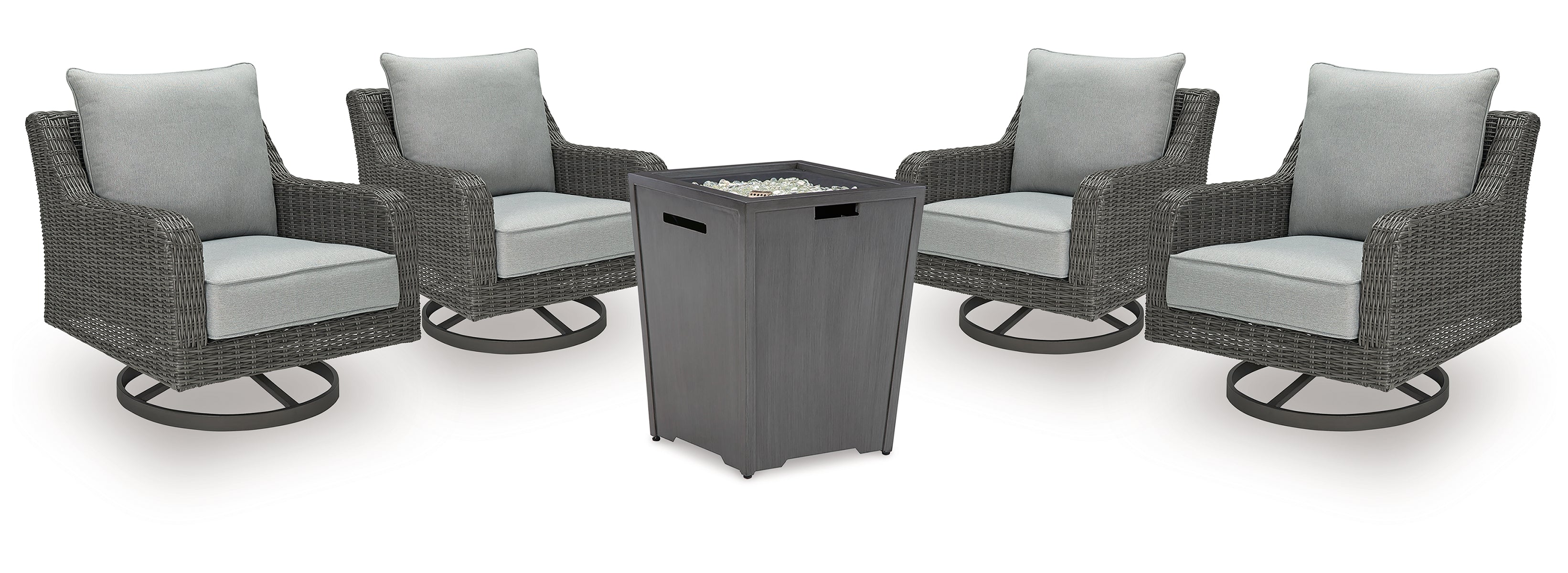 Rodeway South Outdoor Fire Pit Table and 4 Chairs