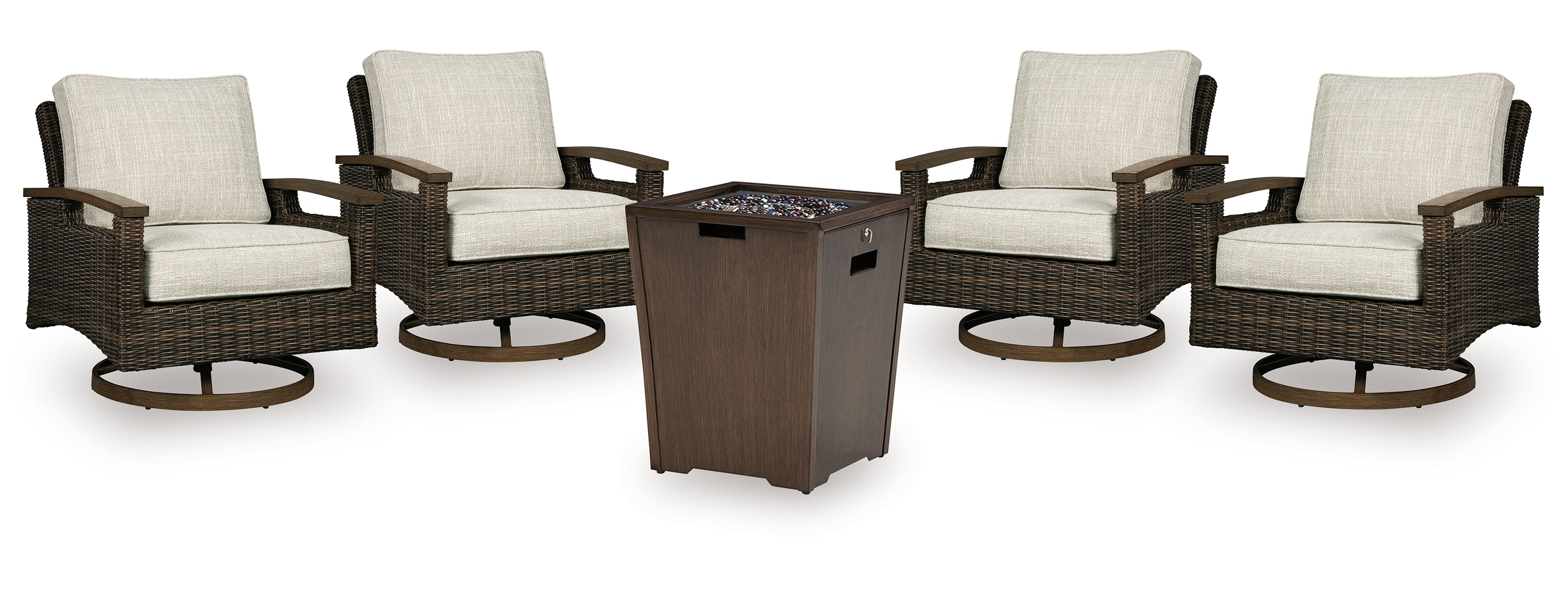 Rodeway South Outdoor Fire Pit Table and 4 Chairs